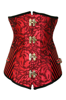 Boucles en corset polyester rouge avec g-string