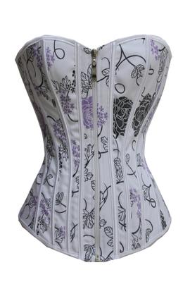 Satin corset blanc et imprimé floral bretelles réversibles femmes