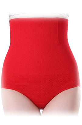 Sous-vêtement solide de maintien taille haute sans couture de couleur rouge