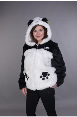 Veste de style panda avec manches longues en velours et capuche