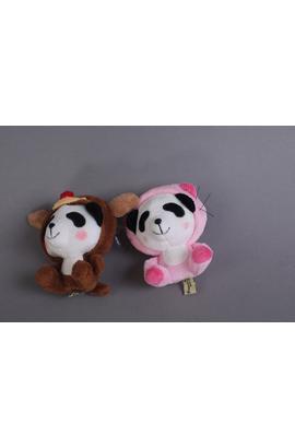 Peluches panda marron et rose