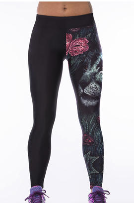 Pantalon yoga avec motifs fleur et loup 3d