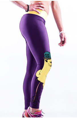 Pantalon de yoga avec motif imprimé petit chiot mauve.