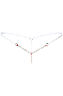 String ficelle sensuel avec petites perles blanc