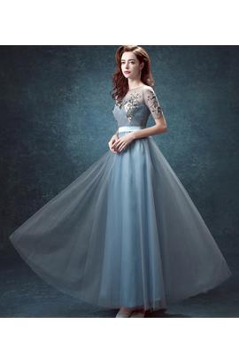 Robe de mariée dos nu bleu bal formel