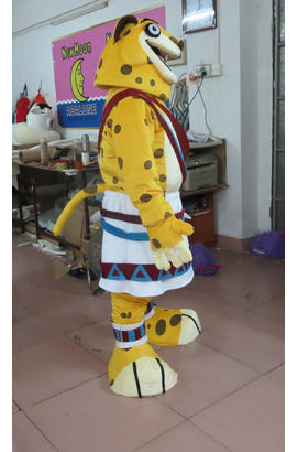 Costume de mascotte de grande qualité d’un personnage de léopard de dessin animé