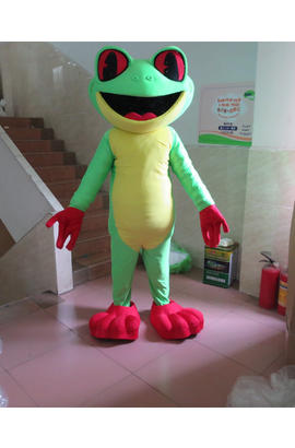 Costume mascotte de grenouille vert rouge