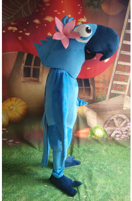 Costume de mascotte pour adulte de blu le perroquet du dessin animé rio