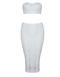 Vit 2-delad crop top midi kjol klänning bandage