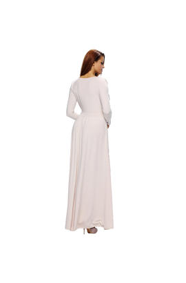 Maxi robe longue blanche très classe à manches longues et double fente