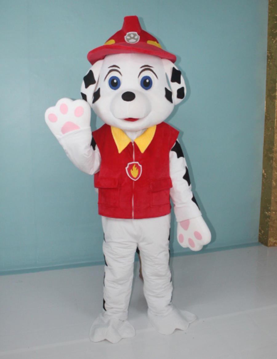 Costume de mascotte de marcus le chien pompier du dessin animé pat’  patrouille