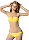 Bikini en jaune avec des fleurs stéréoscopiques et d’une couleur pure simple