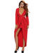 Röd draperad & spalt långärmad maxi klänning