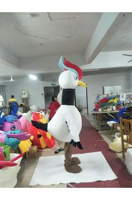 Costume de mascotte d'un coq noir et blanc, pour adultes