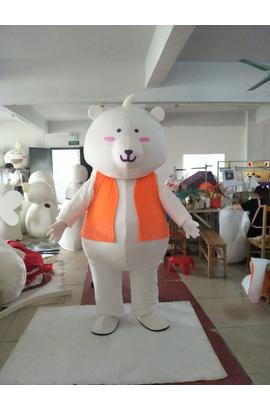 Costume de mascotte d'ours polaire blanc et orange, pour adultes