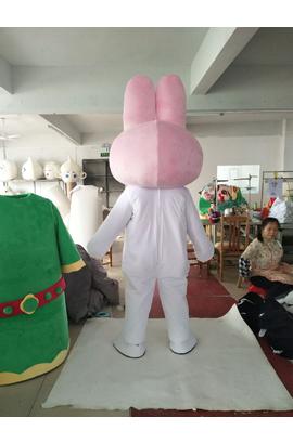 Costume mascotte de lapin blanc et rose