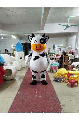 Costume mascotte de vache blanche et noire