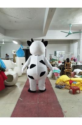 Costume mascotte de vache blanche et noire