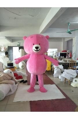 Costume de mascotte pour adulte d'ours rose bonbon