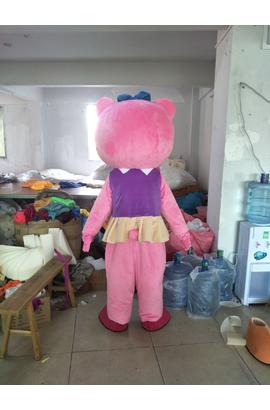 Costume de mascotte pour adulte d’un ours rose bonbon