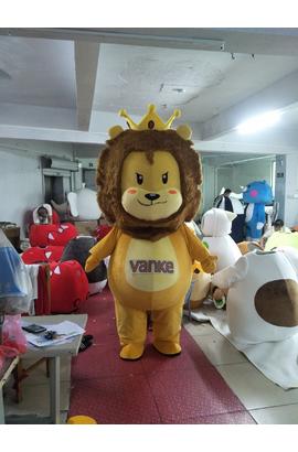 Costume mascotte de lion mâle avec couronne
