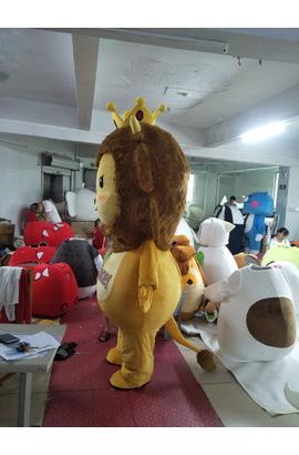 Costume mascotte de lion mâle avec couronne