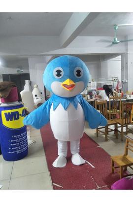 Costume mascotte d’oiseau bleu blanc