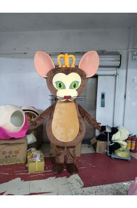 Costume mascotte de roi de souris brune