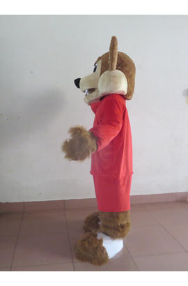 Costume mascotte de loup brun en panoplie sportive