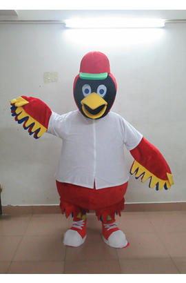 Costume mascotte de poulet supporteur rouge