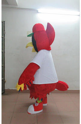 Costume mascotte de poulet supporteur rouge