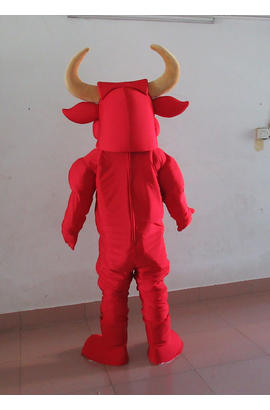 Costume mascotte de taureau rouge musclé