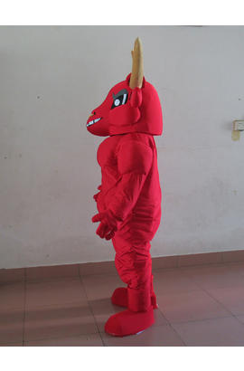 Costume mascotte de taureau rouge musclé