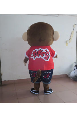 Costume mascotte de singe brun en t-shirt