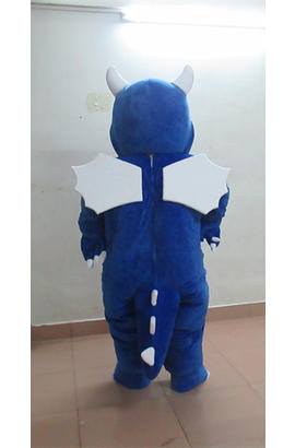 Costume mascotte de dinosaure bleu blanc