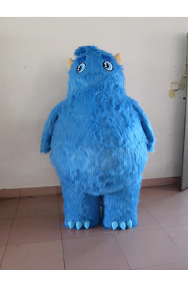 Costume mascotte de monstre en peluche bleu