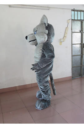 Costume mascotte de loup gris musclé