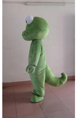 Costume mascotte de dinosaure vert gentil