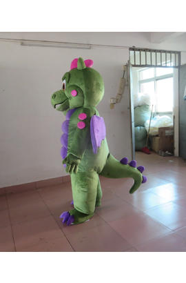 Costume mascotte de dinosaure vert violet