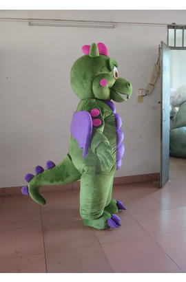 Costume mascotte de dinosaure vert violet
