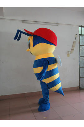 Costume mascotte d’abeille jaune bleu