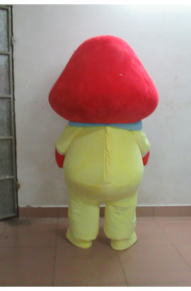 Costume mascotte de champignon jaune rose