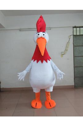 Costume mascotte de coq rouge blanc