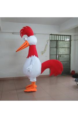 Costume mascotte de coq rouge blanc