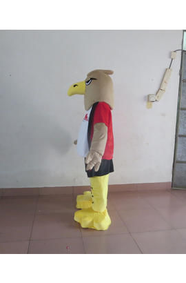 Costume mascotte d’aigle brun jaune en t-shirt