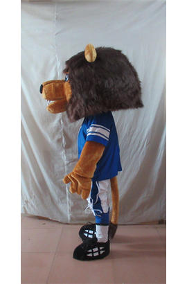 Costume mascotte de lion brun en tenue de sport