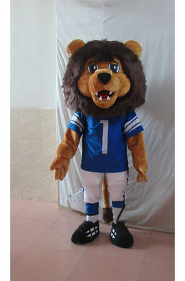 Costume mascotte de lion brun en tenue de sport