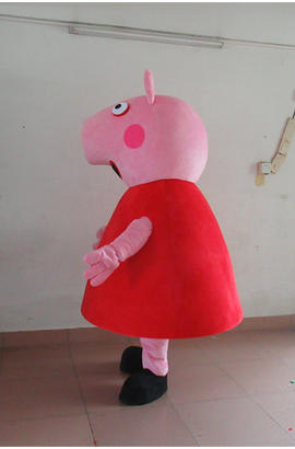 Costume mascotte d’une cochonne en rouge dans peppa pig