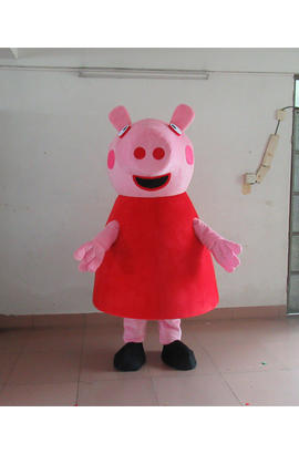 Costume mascotte d’une cochonne en rouge dans peppa pig