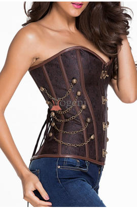 14 os corset steampunk en acier marron avec lanière